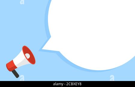 Megaphone white bubble for social media marketing concept. Vector announce for marketing. Stock Vector