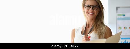 Confident employee before speech Stock Photo