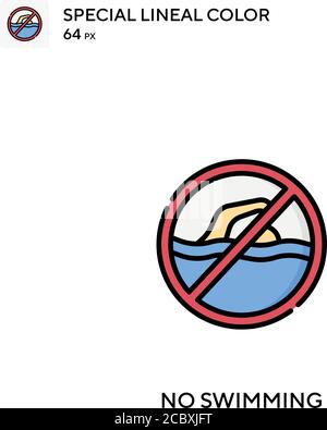 No swimming Special lineal color vector icon. No swimming icons for your business project Stock Vector