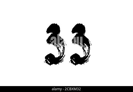 33 grunge number logo icon design. Handwritten vintage concept. Black color for company and business Stock Vector