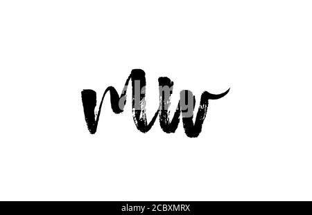MW M W alphabet letter logo icon combination. Grunge handwritten vintage design. Black white color for company and business Stock Vector