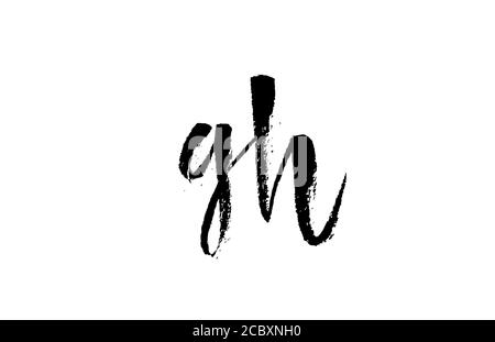 GH G H alphabet letter logo icon combination. Grunge handwritten vintage design. Black white color for company and business Stock Vector
