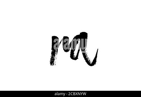 RA R A alphabet letter logo icon combination. Grunge handwritten vintage design. Black white color for company and business Stock Vector