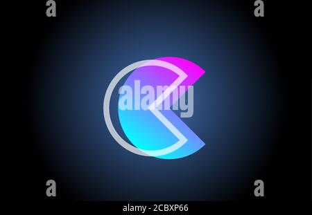 geometric C pink blue line alphabet letter logo icon for company. Simple line design for business and corporate Stock Vector