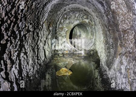 Abandoned Ocean Shore Railroad Creek Tunnel in Davenport, California, USA. Stock Photo