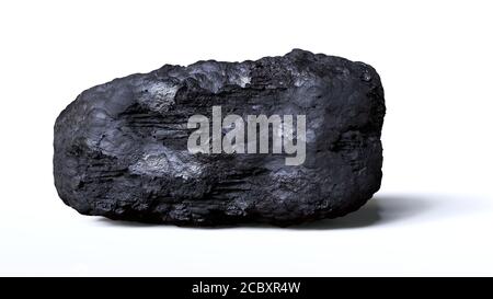unusual rough rock isolated with shadow on white background Stock Photo