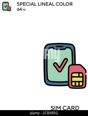 Sim card Special lineal color vector icon. Sim card icons for your business project Stock Vector
