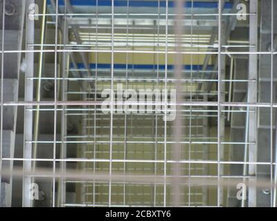 Street window. Lattice. Post-Soviet. Stock Photo