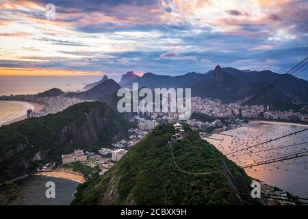 Rio de Janeiro cityscape at sunset, Brazil, South America.