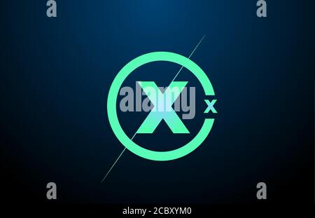 black blue green X alphabet letter logo icon. Design with circle for business and company Stock Vector