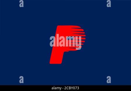 P blue red alphabet letter logo icon. Line design for company and business Stock Vector