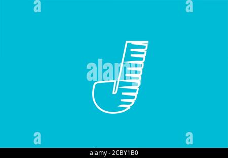 line wire J alphabet letter logo icon. White blue colour for business and company design Stock Vector