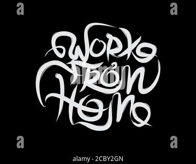 Font design for work from home with three kids doing homework ...