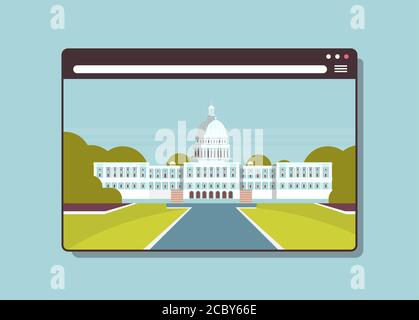 White House Washington DC american digital government building web browser window horizontal vector illustration Stock Vector