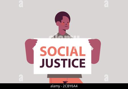 african american man activist holding stop racism poster racial equality social justice stop discrimination concept horizontal portrait vector illustration Stock Vector