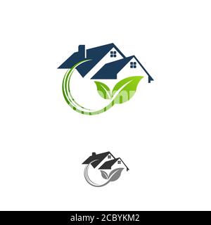 simple green house real estate logo and vector icon.EPS 10 Stock Vector