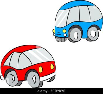 Cartoon stylish red and blue cars vector illustration Stock Vector