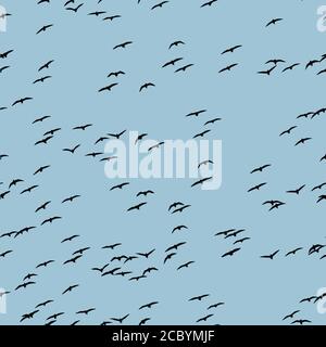 Birds. Vector image. White background. Seamless pattern. Stock Vector