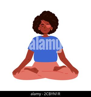 Disabled blind woman with bandage practices yoga Stock Vector
