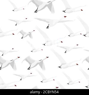 Birds. Vector image. White background. Seamless pattern. Stock Vector