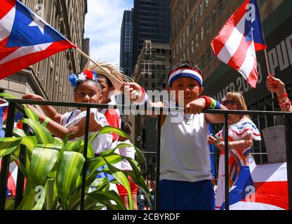 New York cities annual Puerto Rican Day parade on 5th ave. Manhattan. Stock Photo