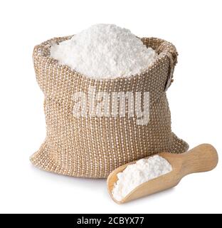 wheat flour in sack Stock Photo