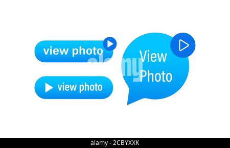 View Photo icon button. Direct Messaging. Sticker set. Vector on isolated white background. EPS 10. Stock Vector