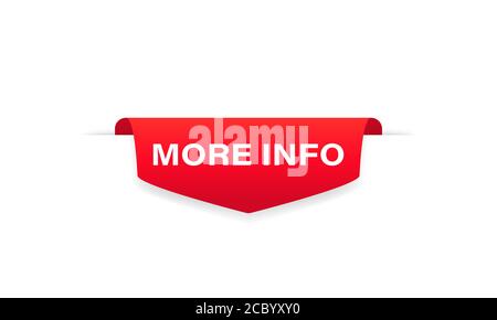 More info badge red banner ribbon. Label icon. Tag. Top bookmark. Vector on isolated white background. EPS 10 Stock Vector