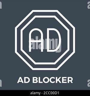 AD Blocker Thin Line Vector Icon Stock Vector