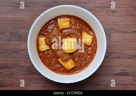 Paneer butter masala, rich and creamy dish of paneer or cottage cheese in a tomato, butter and cashew sauce, Indian Cuisine Stock Photo