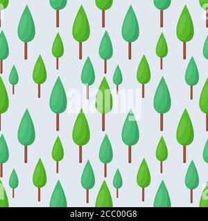 trees seamless pattern vector illustration background Stock Vector