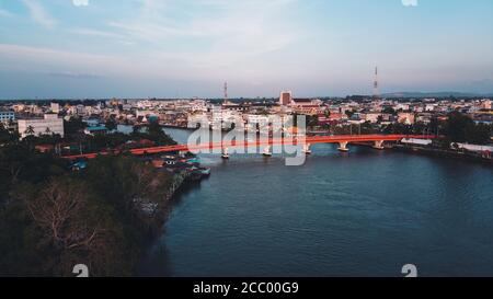 Red rice river bridge in Surat city Stock Photo