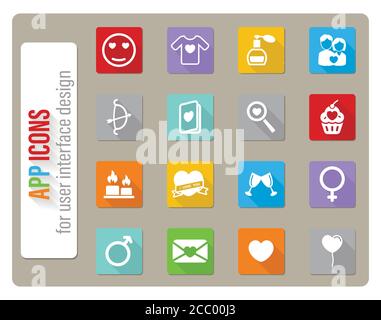 Valentines day simply icons Stock Vector