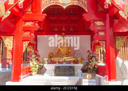 Chiang Mai, Thailand - Buddha statue at Wat Phra That Si Chom Thong Worawihan in Chom Thong District, Chiang Mai, Thailand. Stock Photo