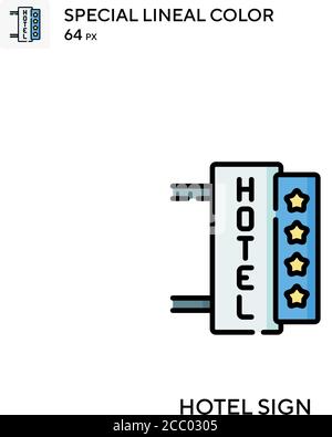 Hotel sign Special lineal color vector icon. Hotel sign icons for your business project Stock Vector