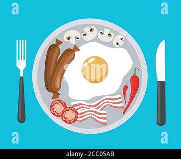 fried egg with bacon vector illustration Stock Vector