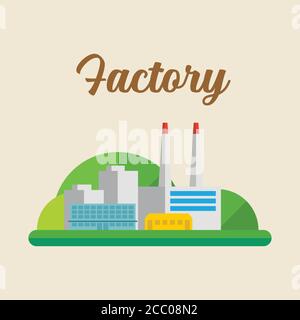 Factory industrial building. Retro style Vector illustration Stock Vector