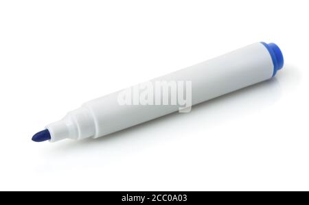 Open blue blank marker pen isolated on white Stock Photo