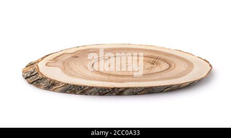 Tree trunk cross section isolated on white Stock Photo