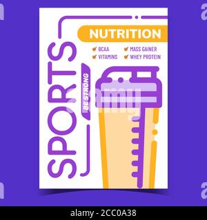 Sports Nutrition Creative Advertise Banner Vector Stock Vector