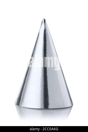 Front view of silver party cone cap isolated on white Stock Photo