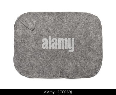 Top view of natural grey felt mat isolated on white Stock Photo