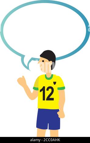 Soccer player with an empty speech bubble. Vector illustration. Stock Vector