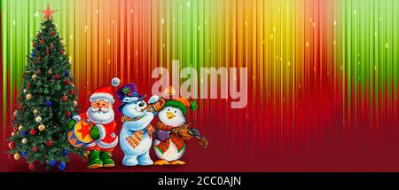 Beautiful Christmas card with a funny snowman Stock Photo