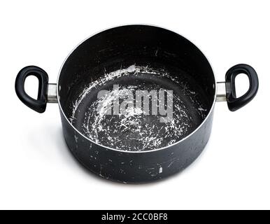 Black  used pot isolated on white Stock Photo