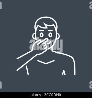Avoid face touch related vector thin line icon. Stock Vector