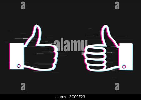 glitch like sign set on dark background Stock Vector
