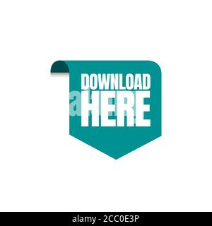 Download Here Button Stylist Text Rounded Rectangular Shape with Download Sign Vector Symbol Stock Vector