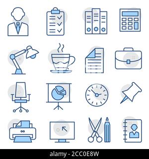 Office Line Icons on white background Stock Vector