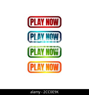 play now button four colored editable call to action buttons vector illustrations Stock Vector